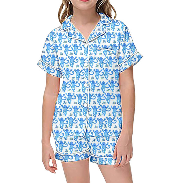 Barnens pyjamas set med kanintryck, kortärmad T-shirt och shorts, 2 pyjamas Blue sky 10-11 years old