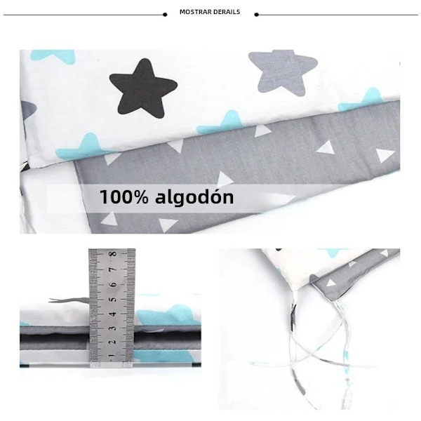 Nordic Star spjälsäng, tjock stötfångare, blixtlåsförsedd design, endelssäng, skyddspad för spjälsäng, 200x30 cm kudde 24 gray stripe No,
