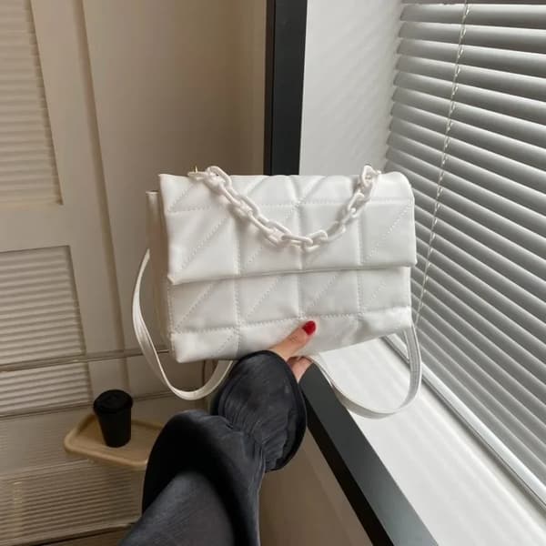 Höst och vinter crossbody-väska, axelkedja white No,