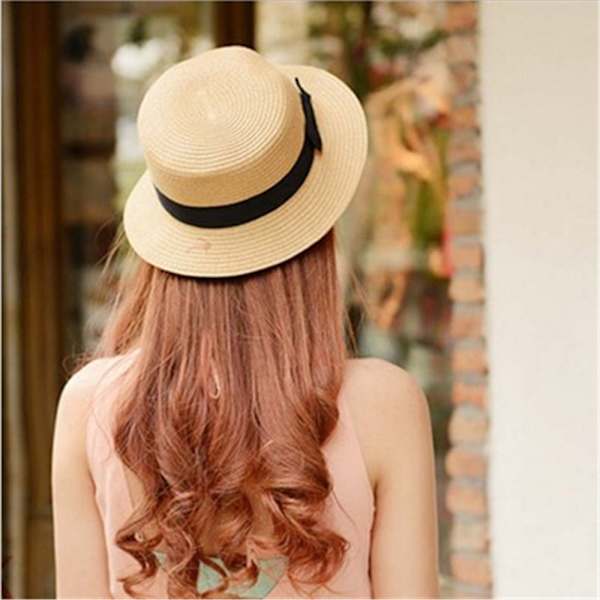 Fritids andningsbar rosett solhatt, solhatt, Panama stråhatt navy No,