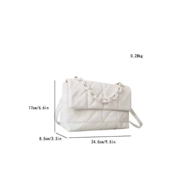 Höst och vinter crossbody-väska, axelkedja white No,