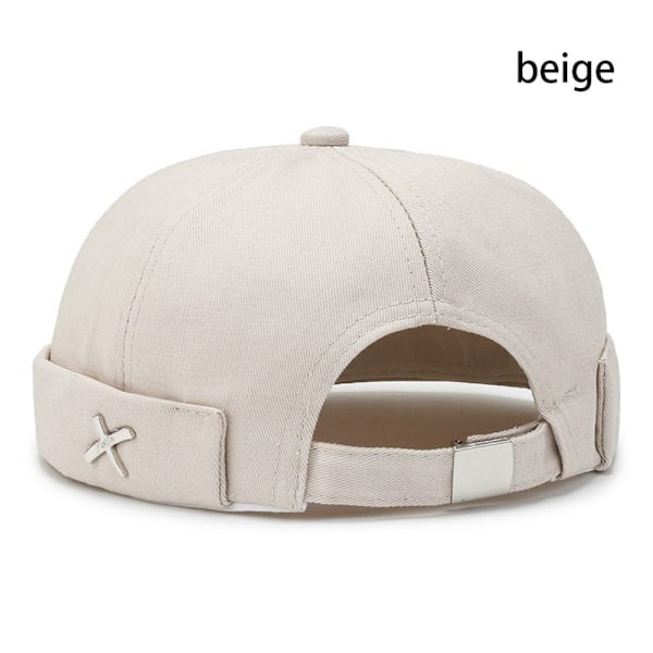 Vinglös dockhatt för pojkar och flickor i tvättstil, utomhus justerbar retro bomullsdomhatt, enfärgad melonhatt Beige No,