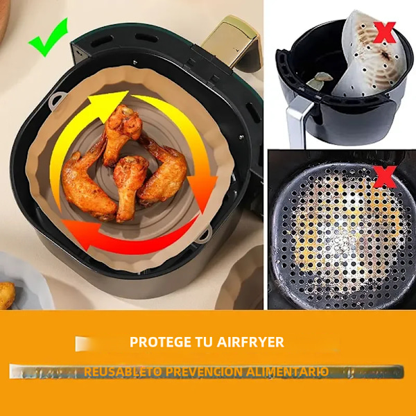 Airfryer silikonbricka, återanvändbar korgmatta, non-stick cirkulär mikrovågsmatta, ugnsfoder, direkt transport 3 brown items No,