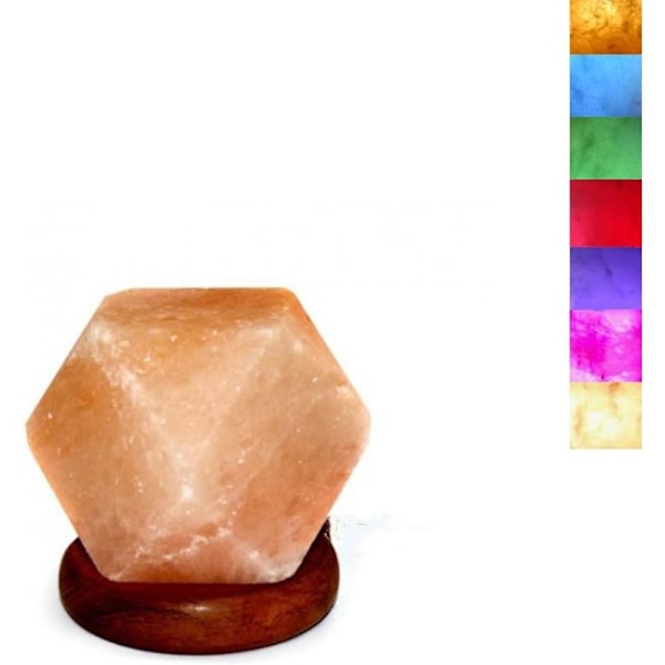 PlusHome högkvalitativ naturlig Himalaya saltlampa med USB och träbas Diamonds No,