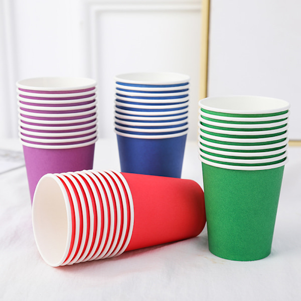 Engångsmuggar av tjockt papper, engångsbestick för bröllop, födelsedagsfester och helgdagar, 10 stycken, 9 uns, 250 milliliter green No,