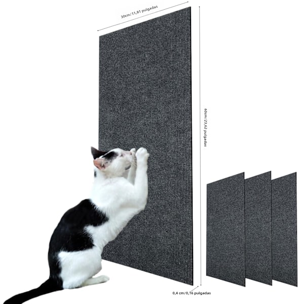 Kattklösbräda med 4 lager självhäftande matta Dark gray -4 pieces L-11.8 x 23.6 inches