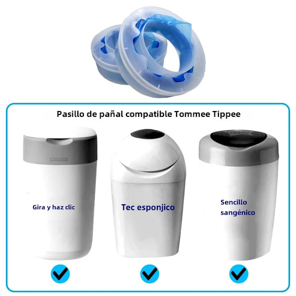 Bady Tommee Tippee Blöjfyllningsväska, Vrid och Klicka, Hygienisk Blöjbehållare, Biologiskt Nedbrytbara Sopsäckar combination No,