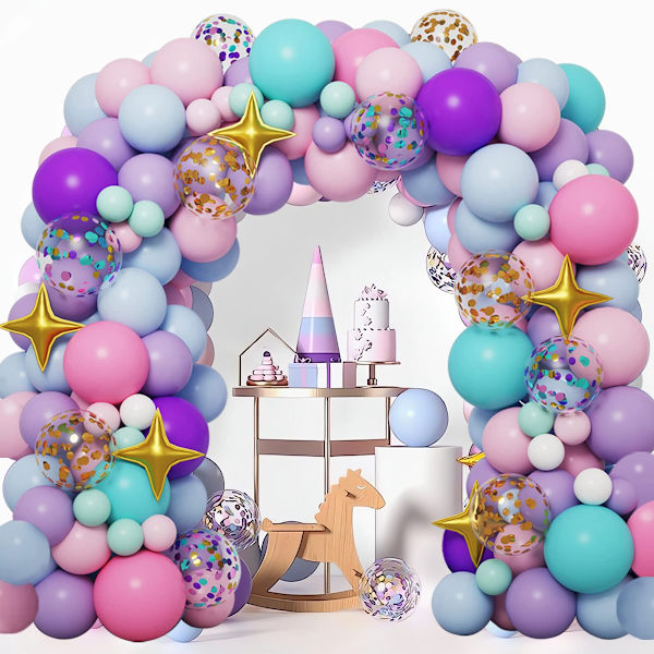 Enhörning Färgad Ballong Krans Båge Set, Regnbåge Bröllop Födelsedagsfest Dekoration, Baby Shower Latex Ballong 1 No,
