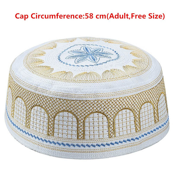 Islamisk broderi arabisk muslimsk huvudduk, bönehatt, muslimsk hatt white No,