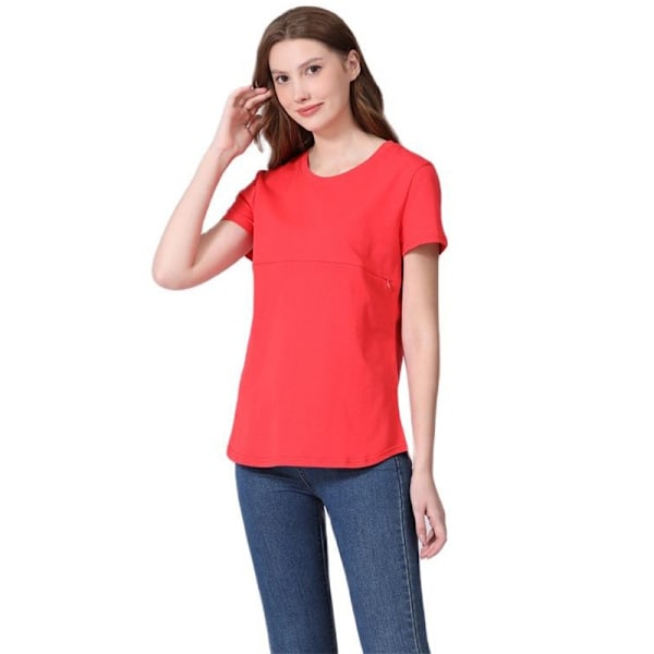 Gravida kortärmad T-shirt, dragkedja bomullskläder, sommar white rice