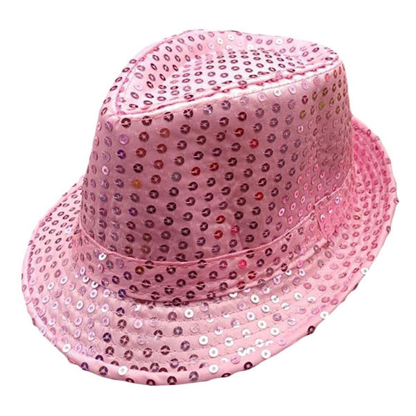 Barnens paljett jazzhatt, hållbar cosplay, mask, Panama hatt, glänsande, scen dansföreställning, semester Pink No,
