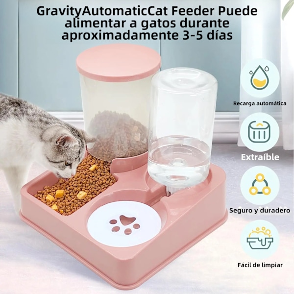 Automatisk kattmatare, 2-i-1 vattenbehållare-set, automatisk lutande matare för husdjur, gravitationsmatare och vattenbehållare green rice