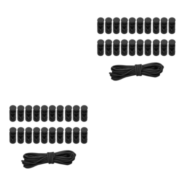 1/2/3/5 20st plastsnörelås Ändfjäderbelastad slider + För Black Style 2 2Set