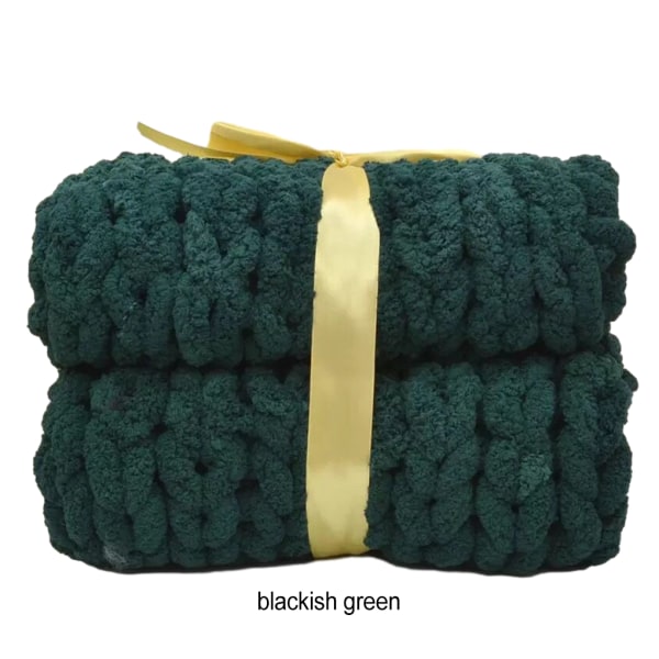 Handstickad chunky stickad filt av polyester i olika färger blackish green
