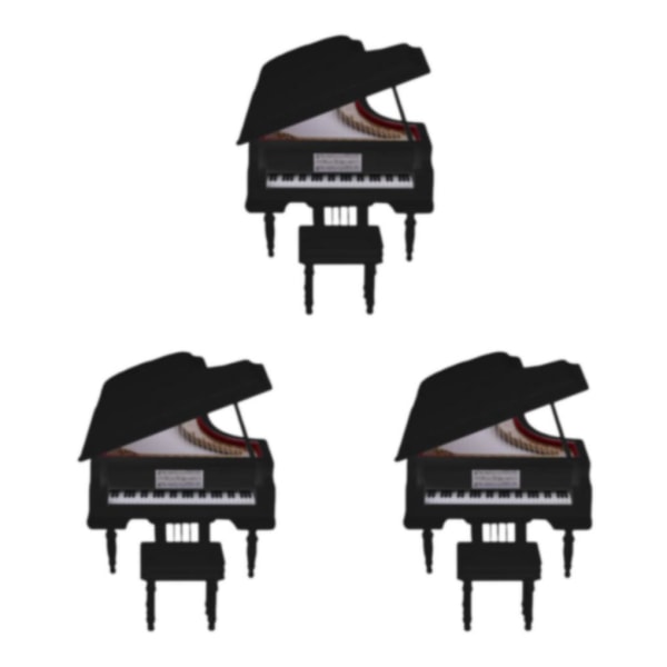 1/3 Mini Piano Modell Dekorativt trä+plast för födelsedag Black 10 x 7 x 8 cm 3Set