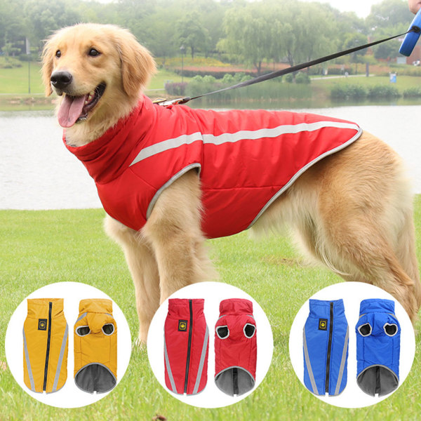 Vattentät hundjacka med reflekterande hundsäker på vinterpromenader Blue 2XL