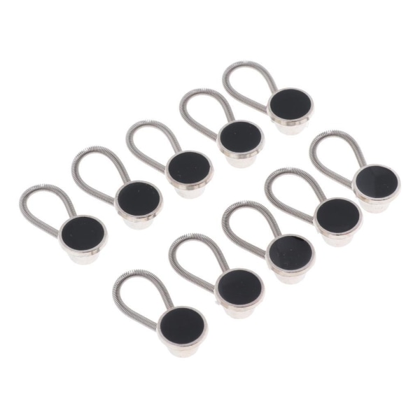 1/2 10-pack metallkrage knappförlängare för skjortklänning smoking Black 10mm 1Set