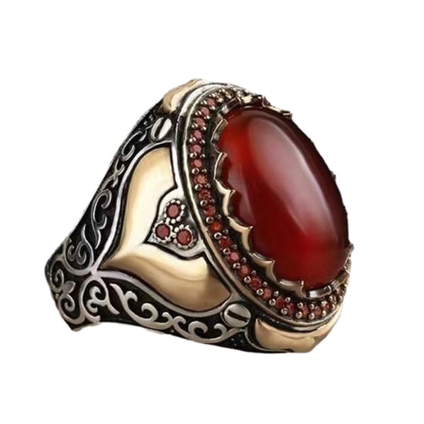 Tan Trendig Retro Handgjord Turkisk Ring Med Vintage Dubbel brown size 13