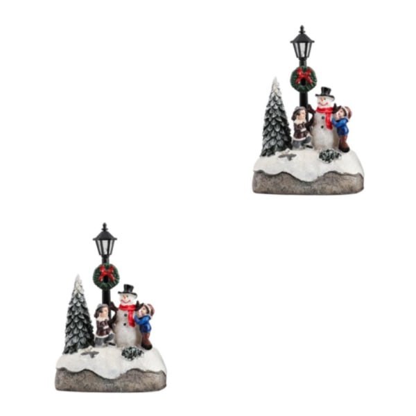 1/2/5 Jul Mini LED Hus Upplyst För Atmosfär Snowman street lamp 2Set