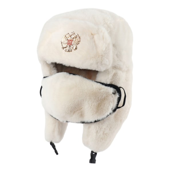 Multi-purpose MenWinter Thermal Bomber Hats för mjukt och varmt Beige 2 head Eagle