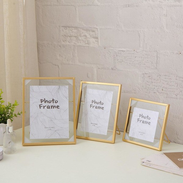 1/2/3 För Creative Nordic Metal Glas Photo Frame Crafts Home S Golden 1Set