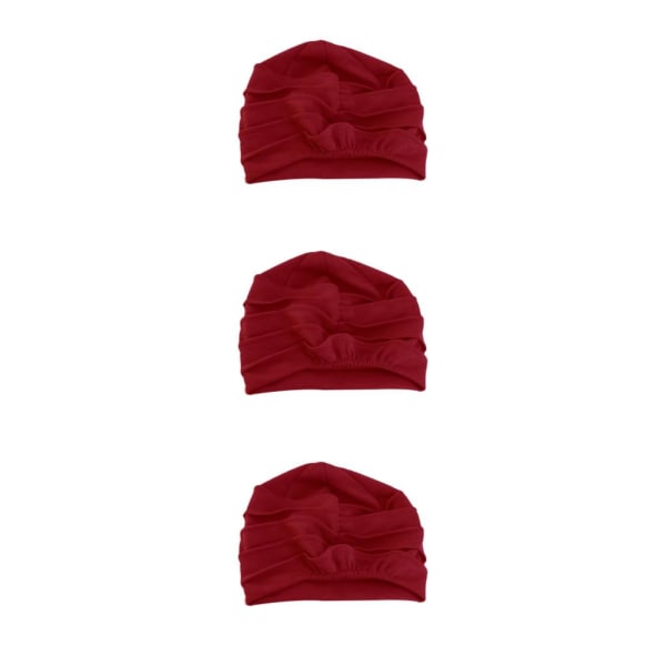 1/2/3/5 Cap Bomullshuvud För Cover Håravfall Mjuk Purplish Red 56-58cm 3Set