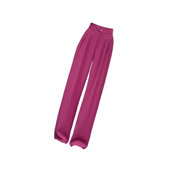 1/2/3/5 Womens Wide Leg Byxor Raka Ben Högmidjat kontor Red L 1Set