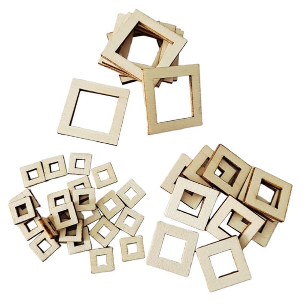 1/2/3/5 100 Pieces Bulk Unfinished en Pieces Crafts Wood Square 1Set