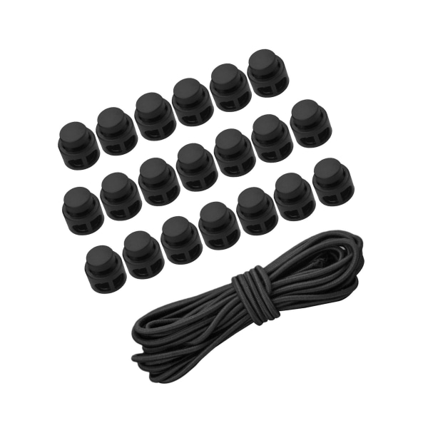 1/2/3/5 20st plastsnörelås Ändfjäderbelastad slider + För Black Style 1 1Set