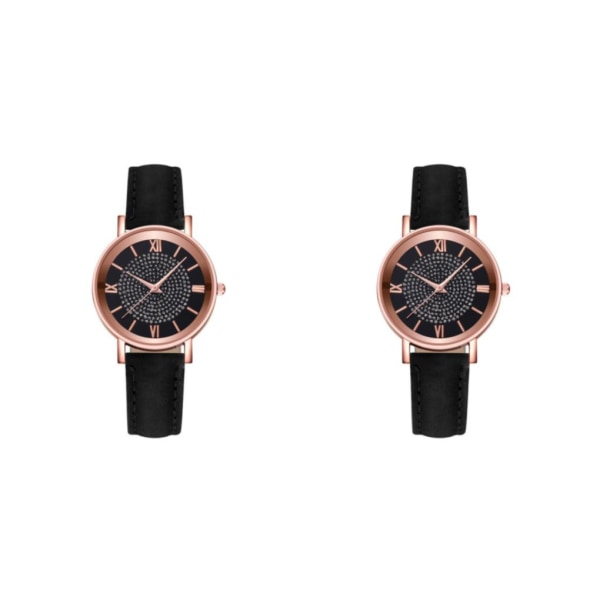 1/2/3/5 Dammode Rhinestones Watch Exakt och elegant black 2Set