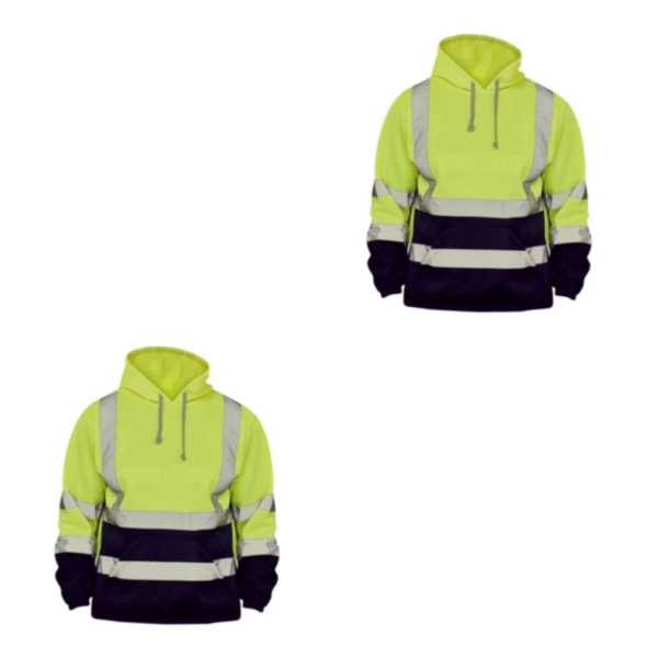 1/2 Säkerhet High Visibility Herr Hoodie Sweatshirt Toppar Sport fluorescent S 2Set