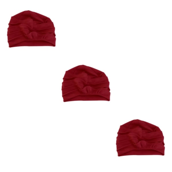 1/2/3/5 Cap Bomullshuvud För Cover Håravfall Mjuk Purplish Red 56-58cm 3Set