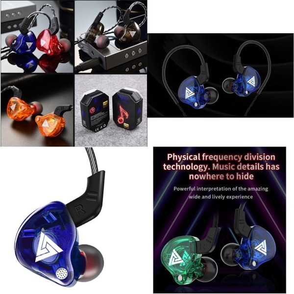 1/2/3/5 För QKZ AK6 In Ear 3,5 mm sporthörlurar med mikrofon Blue 1.2m 1Set