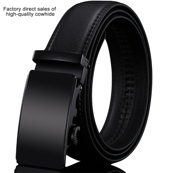 1/2/3/5 Klassisk stil för män läderbälte med spännhuvud i legering 103 Black Buckle 110-130CM 5PCS