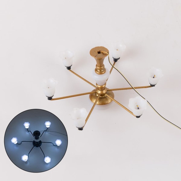 1/2/3 Modern Miniatyr Ljuskrona Celing Lampa Modell Layout Dekor Golden White Light 8.2x4.5cm 1Set