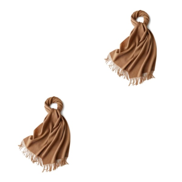 1/2/3 unisex halsduk med fransar Varm och mysig tubscarf för brown 2Set