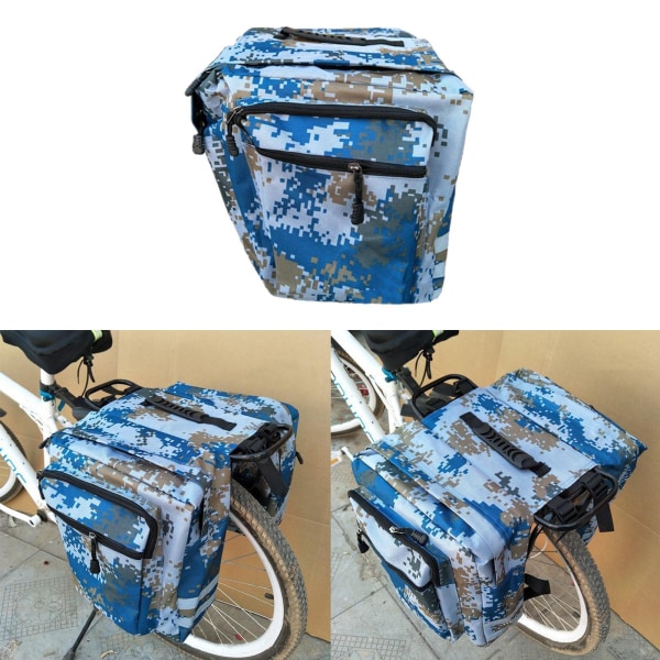 Cykelcykel För Cykel Dubbelväska Baksätesväska Trunk Bag Camouflage Blue Large