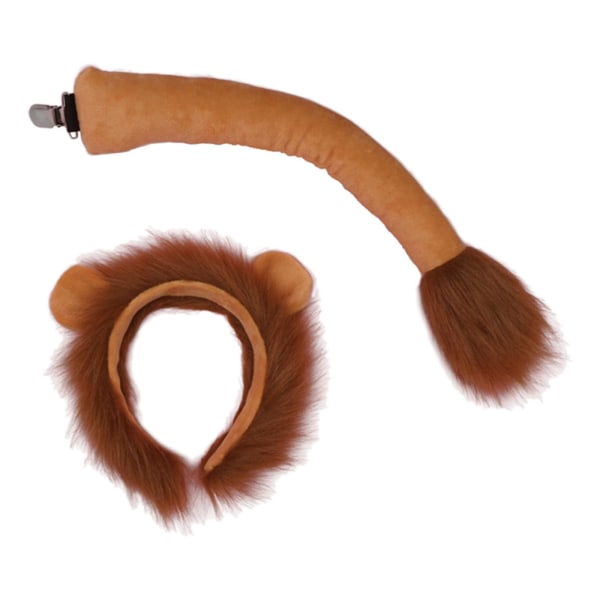 Lion Tail Ears Plysch kostym Set Fancy Dress Jungle for Show