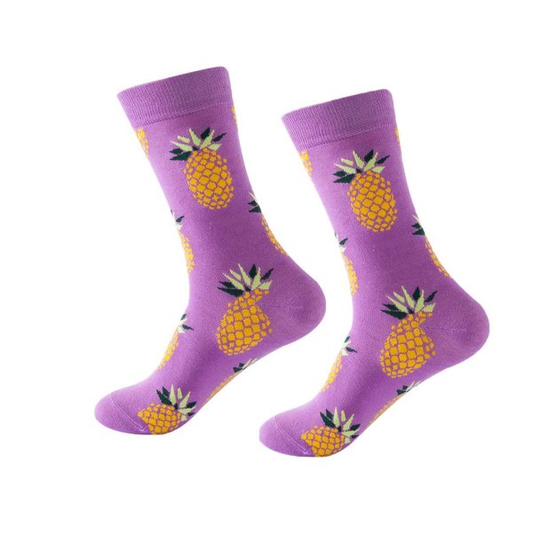 1/2/3 mjuka och slitstarka fruktstrumpor för fashionabla män och kvinnor Purple pineapple Purple Pineapple 1Set