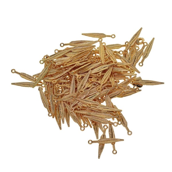 1/2/3/5 100 st 3D Feather Leaf Metal För Charms hängen Golden 29x5x2mm 2Set
