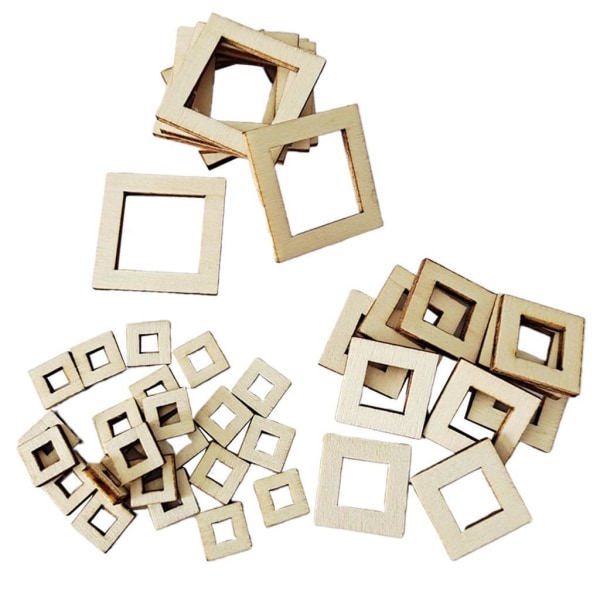 1/2/3/5 100 Pieces Bulk Unfinished en Pieces Crafts Wood Square 1Set