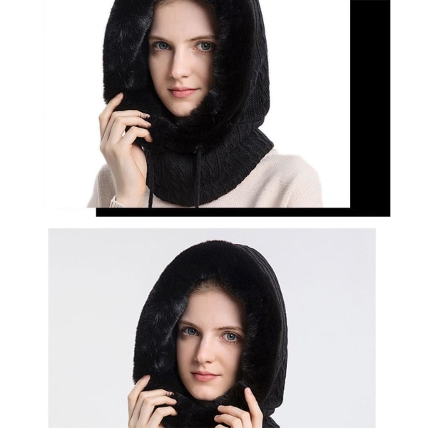 Dammössa Scarf Vinterstickad Varmskydd Black 56cm-59cm