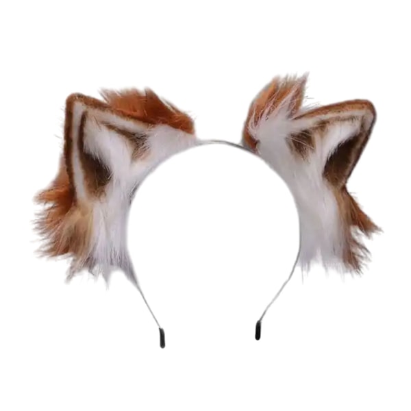 1/3 Wolf Ears Hair Hoop Stabil Fixering Formbar Cosplay And Camel and white 1Set