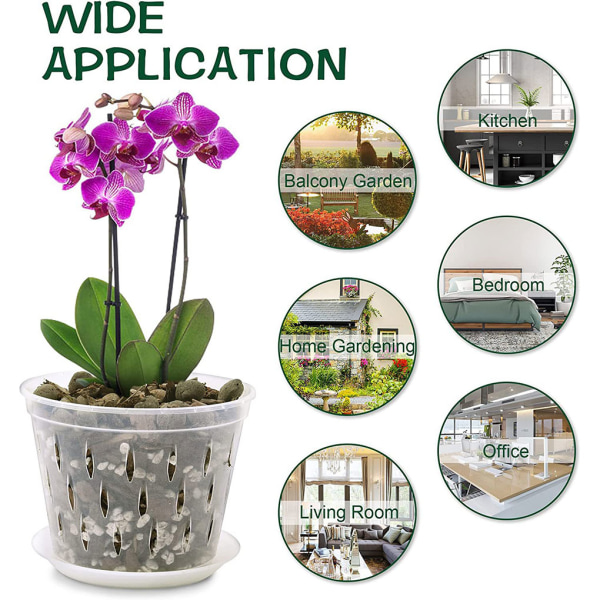 5 st Resin Premium klarplast orkidékrukor för inomhus och