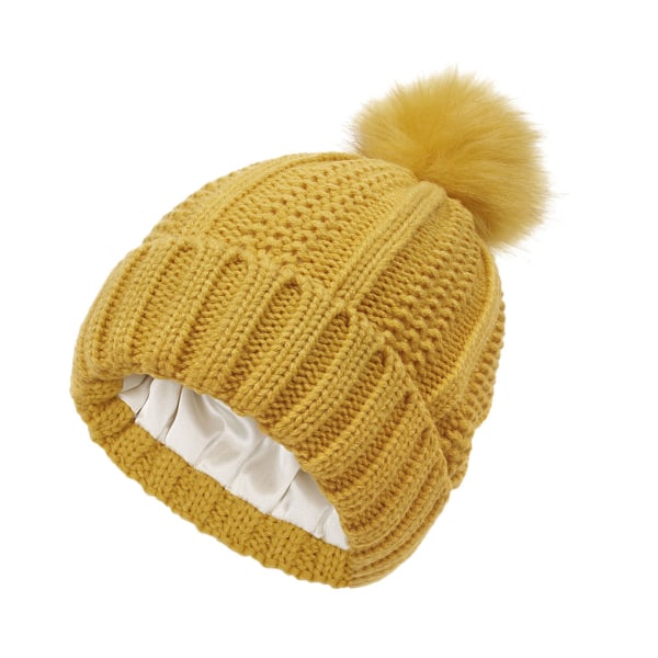 Winter Essential Håll dig varm och moderiktig vintermössa satin Yellow