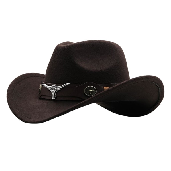 Cowgirlhatt Andas Casual Cowboyhatt för kvinnor män höst Coffee 56cm-58cm