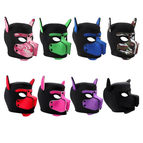 Neopren Gummi Neopren Puppy Hood Mask Cosplay Lätt att bära pink