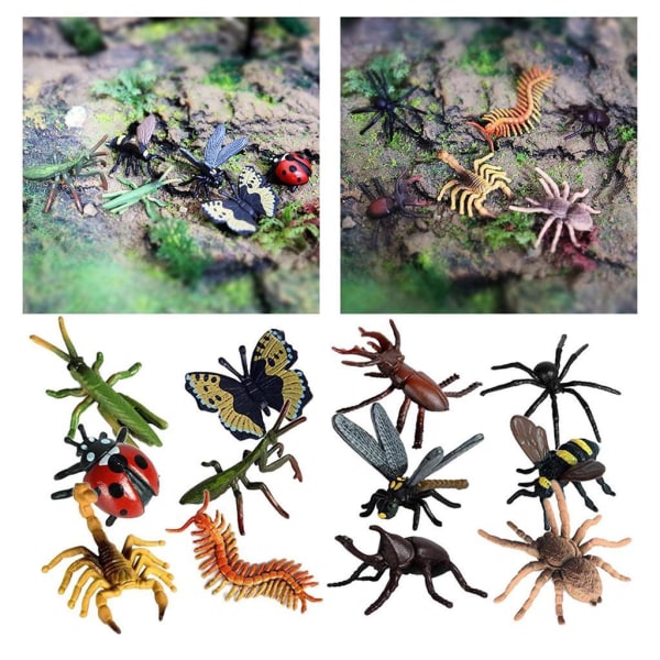 6x Realistiska konstgjorda insekter Figurer Leksaker Tidig utbildning