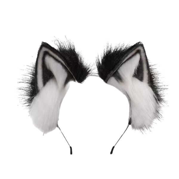 1/3 Wolf Ears Hair Hoop Stabil Fixering Formbar Cosplay And Black and white 1Set