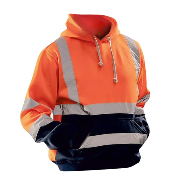 1/2 Säkerhet High Visibility Herr Hoodie Sweatshirt Toppar Sport orange 3XL 1Set